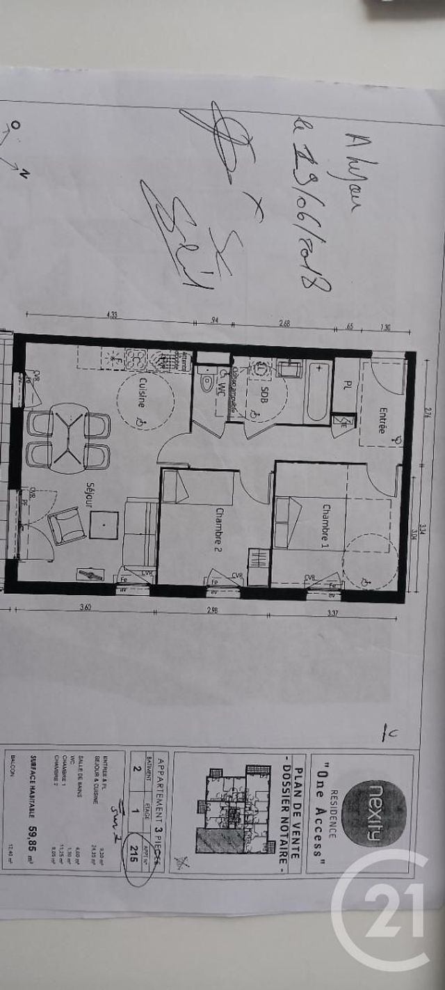 Appartement F3 à vendre - 3 pièces - 60.18 m2 - SETE - 34 - LANGUEDOC-ROUSSILLON - Century 21 Alizés - Puig Immobilier
